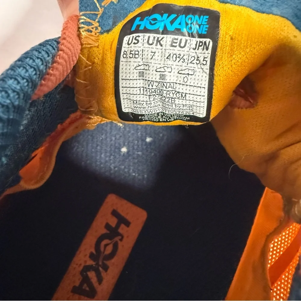 Hoka OneOne Zinal Running Shoes Orange Blue Pink Women’s 8.5
